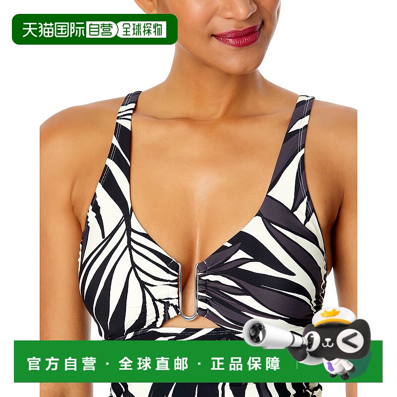 自营Anne Cole Rectangle Ring Front Tri Tankini - black 美国