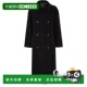 自营欧洲直邮Toteme Outerwear女士黑色羊毛双排扣长款 大衣