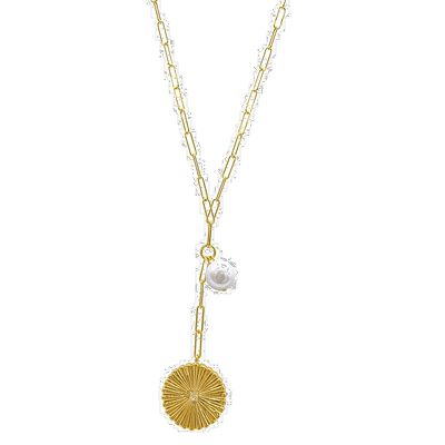 自营 Adornia Sunburst 珍珠吊坠 Y 形项链 - 黄色 美国奥莱直发