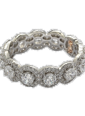 自营 Suzy Levian 纯银圆形白色立方氧化锆永恒戒指 - 白色 美国