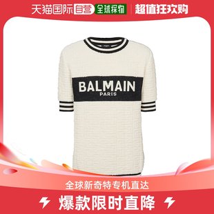 正面徽标T恤短袖 香港直邮潮奢 男士 巴尔曼 条纹圆领 Balmain