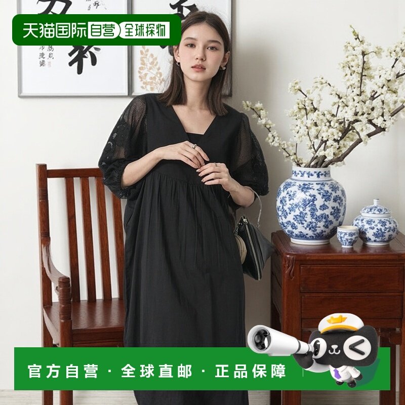 1h可退 日本直邮SENSE OF PLACE女士印度刺绣网眼连衣裙五分袖自