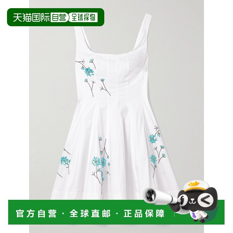 香港直邮Staud 女士 Wells 褶裥精饰棉混纺府绸迷你连衣裙 R25P23