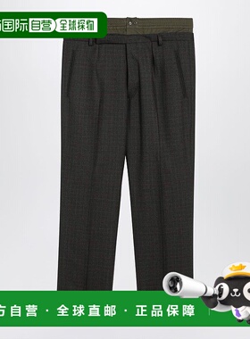 1h可退 香港直邮潮奢 Prada 普拉达 男士 FORESTGREEN 双腰带裤子