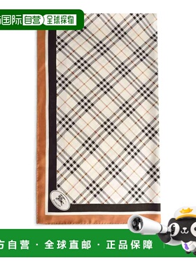 香港直邮BURBERRY 女士围巾 8120319 CO 白色 Check Silk Scarf W