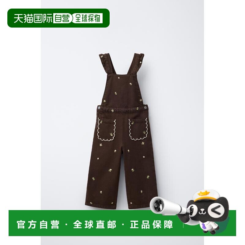 日本直邮Zara刺绣花朵长款连身裤背带裤连体裤