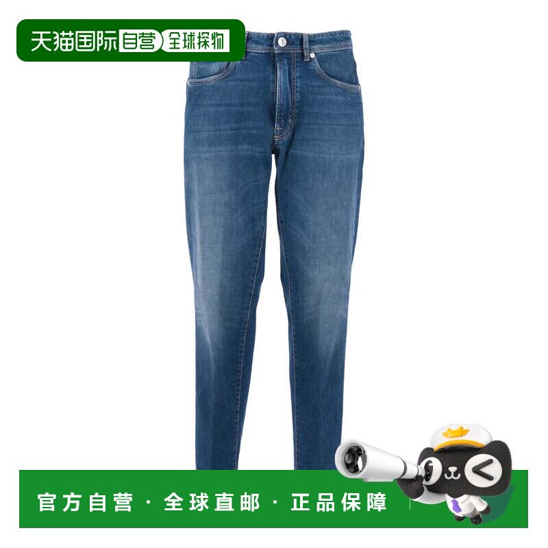 自营peserico中号蓝色五口袋牛仔裤-绿色 美国奥莱直发直筒裤图片