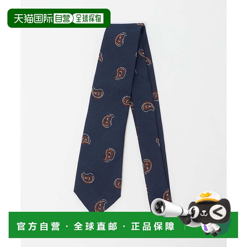 1h可退 日本直邮ALTEA 男士 8cm 宽 佩斯利印花真丝混棉领带 3134