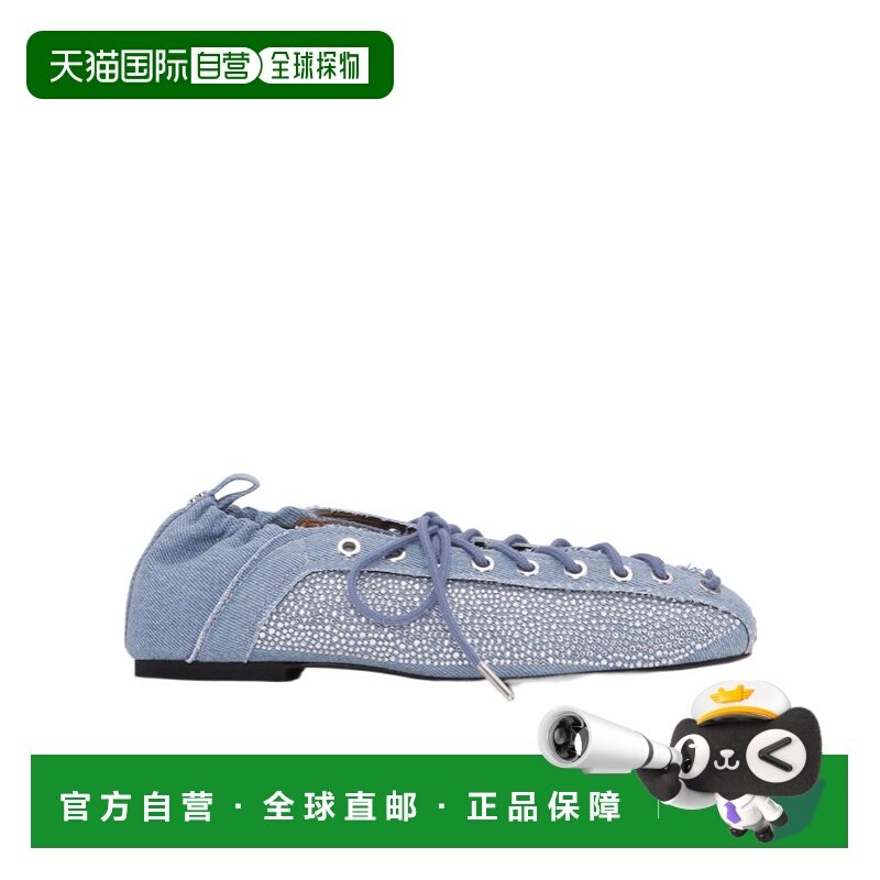 1h可退 香港直邮25SS 水晶装饰牛仔系带芭蕾鞋 Women,女鞋,浅口单鞋,淘宝优惠券,粉丝福利购,淘宝优惠卷