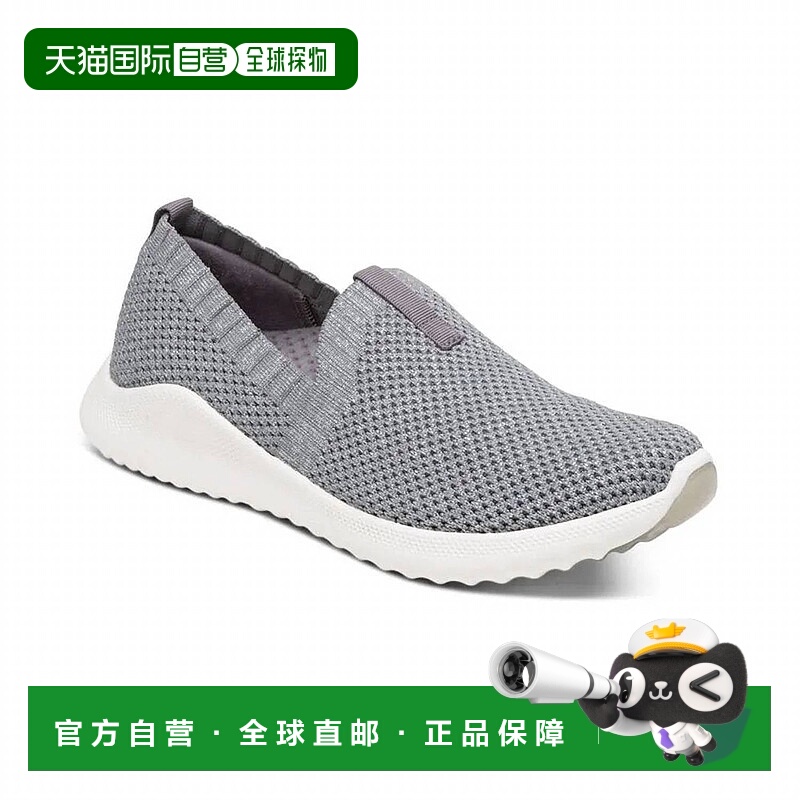 自营 aetrex女士Angie S/o灰色运动鞋 美国奥莱直发厚底一脚蹬