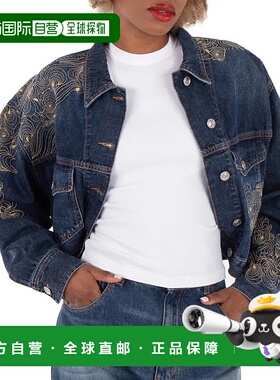 自营 Isabel Marant Islya刺绣牛仔夹克-蓝色 美国奥莱直发