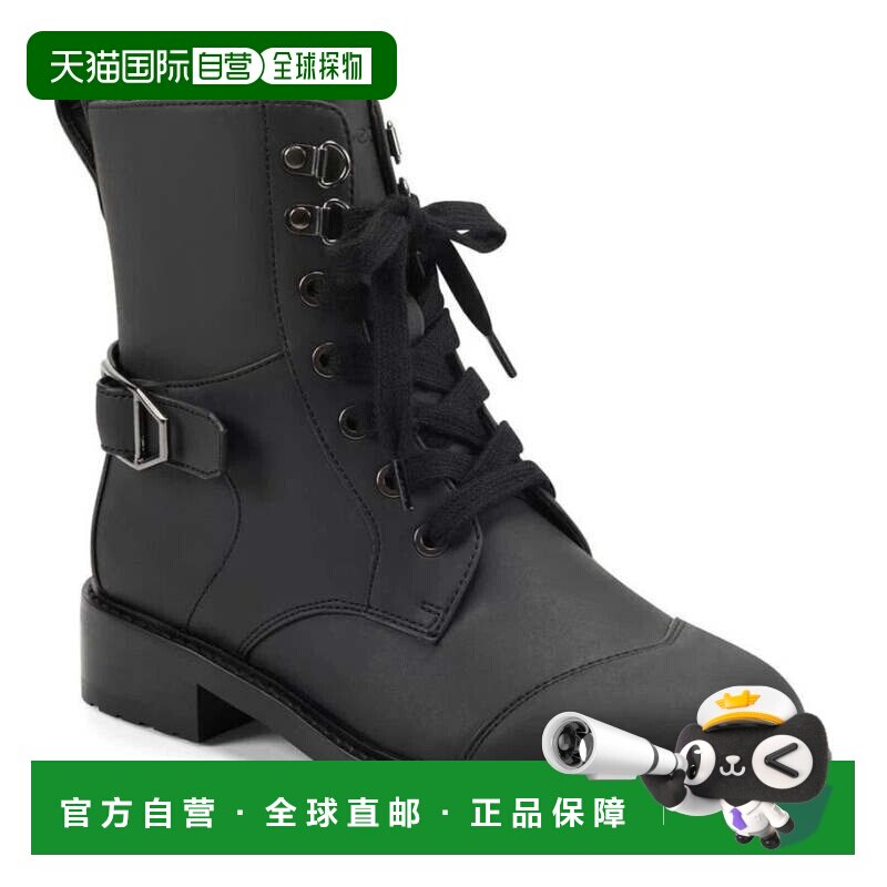 自营Women's Aerosoles Amie Boots Black Leather Cap Toe Block图片