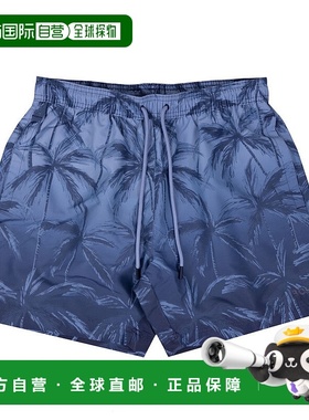 自营 Hugo Boss 男士 Zen Ombre 棕榈树印花泳裤，蓝色 - 蓝色 美