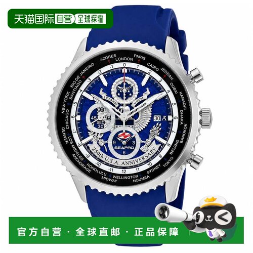 自营Seapro男士250周年Meridian限量版时计蓝色表盘手表-蓝色 美