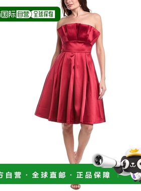 自营Rene Ruiz Strapless Pleated Mikado Short Dress - red 美
