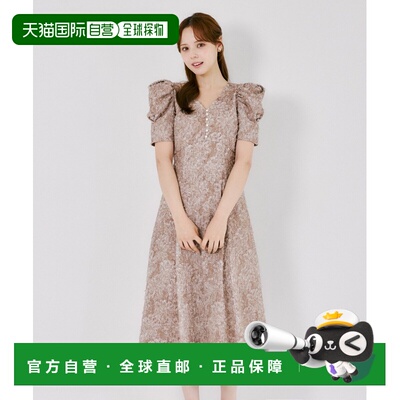 日本直邮tocco closet 女装 V领高腰花边提花连衣裙后背蝴蝶结设