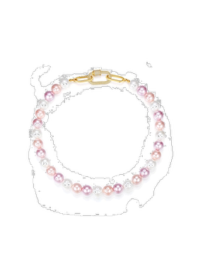 自营 classicharms粉色贝壳珍珠项链，带镶嵌宝石登山扣 - 粉色