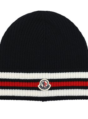 日本直邮MONCLER 针织帽无檐便帽蓝色 3b00015 m1131 f70 2023AW