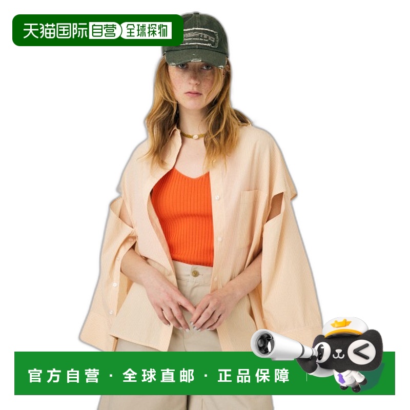 1h可退 日本直邮MOUSSY女士条纹开叉袖长袖衬衫  010HS6302901