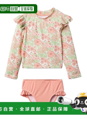 自营 Janie and Jack再生花褶边护乳泳衣-粉红色 美国奥莱直发