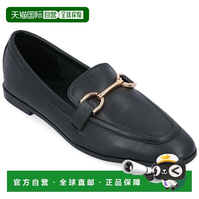 自营Journee Collection Mizza Loafers女士黑色皮革连衣裙平底GA
