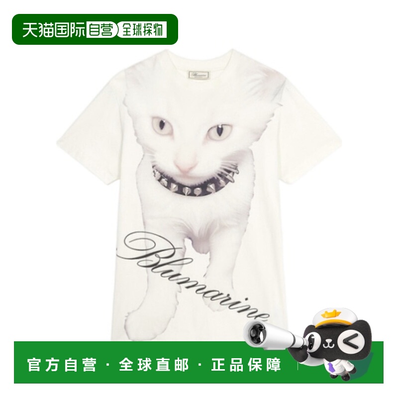 香港直邮Blumarine 小猫印花和标志针织 T 恤 2T101A短袖