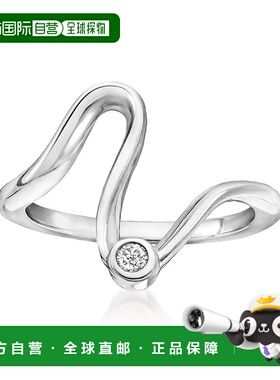 自营RS Pure by Ross-Simons Bezel-Set Diamond Wave Ring in St