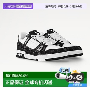 男女同款 1h可退 歐洲直郵LV路易威登Trainer牛皮經(jīng)典 印花板鞋