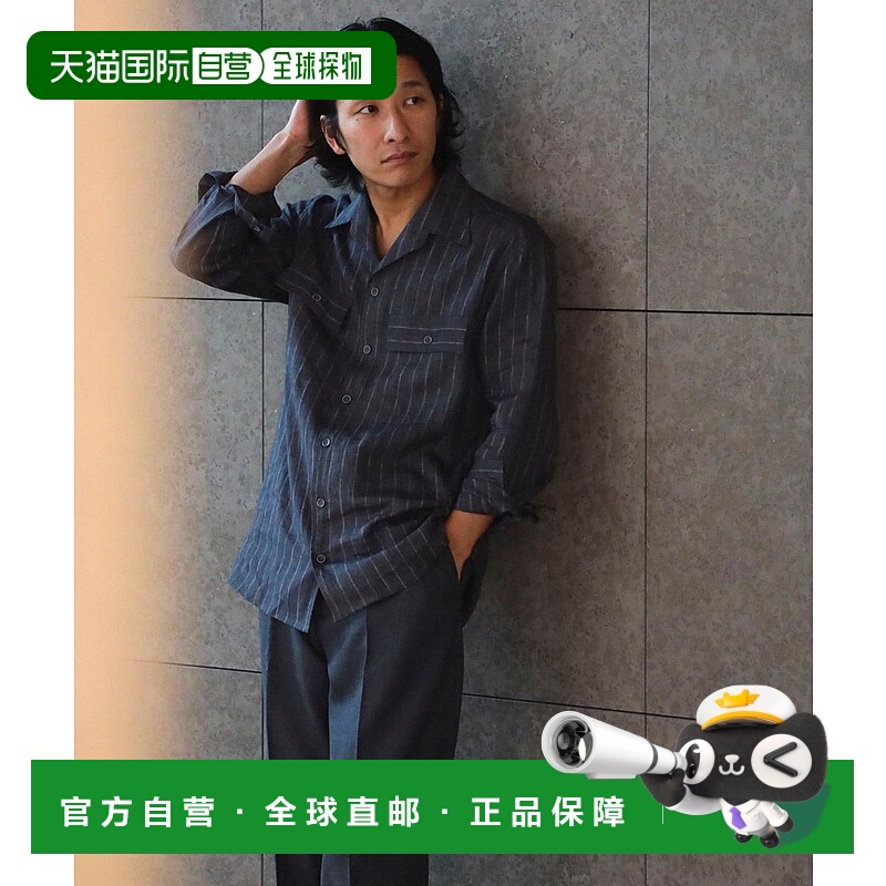 1h可退 日本直邮Massimo d’Augusto男士 麻质条纹短款衬衫夹克 2