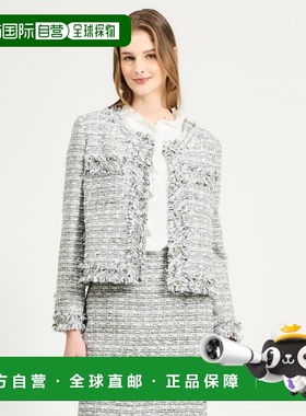 1h可退 日本直邮ESTNATION 女装 花式粗花呢 无领短款夹克 华丽流