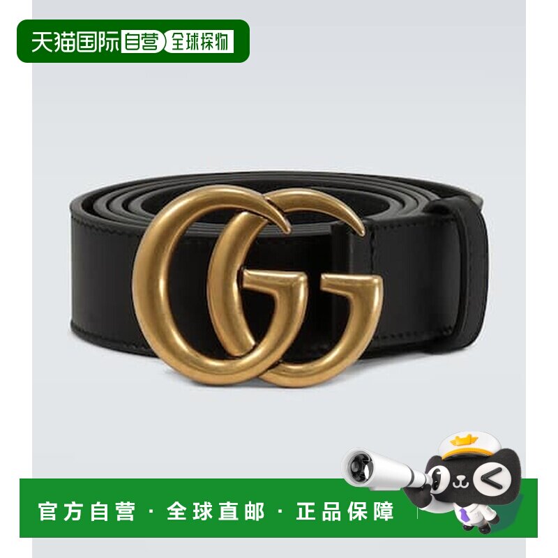 香港直邮Gucci 古驰 男士 皮带双G带扣腰带 black黑色 舒适时尚