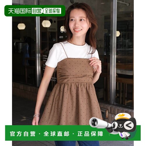 1h可退 日本直邮Chez toi 女装 波点褶皱短款背心式长裙 PGC10617