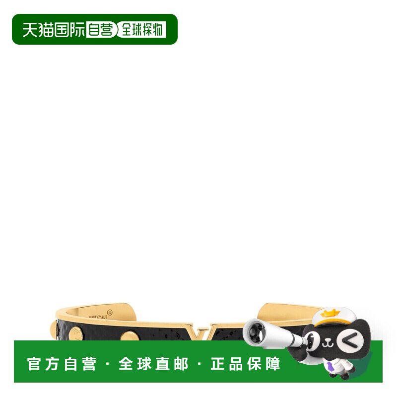 自营欧洲直邮LV路易威登 Initiales女士黑色Karung皮革手镯配饰