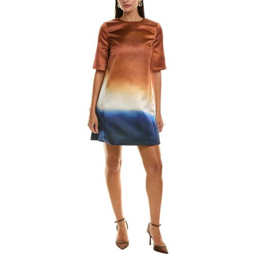 自营Oscar de la Renta Abstract Ombre Silk-Lined Shift Dress