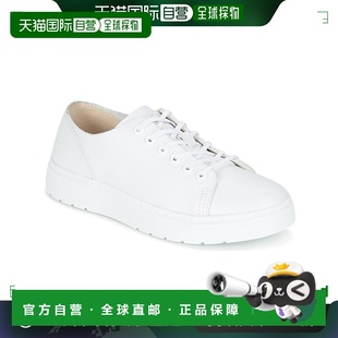 欧洲直邮dr. martens 男女同款白皮革低帮平底系带百搭时尚休闲鞋