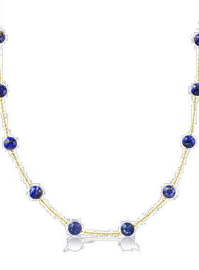 自营 Ross-Simons 8 毫米蓝色青金石珠站项链 14 克拉黄金 - 18