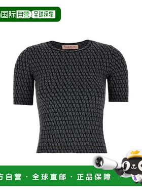 香港直邮VALENTINO 女士针织毛衣 BKC58V8QVZPH AW2024 黑色 短袖