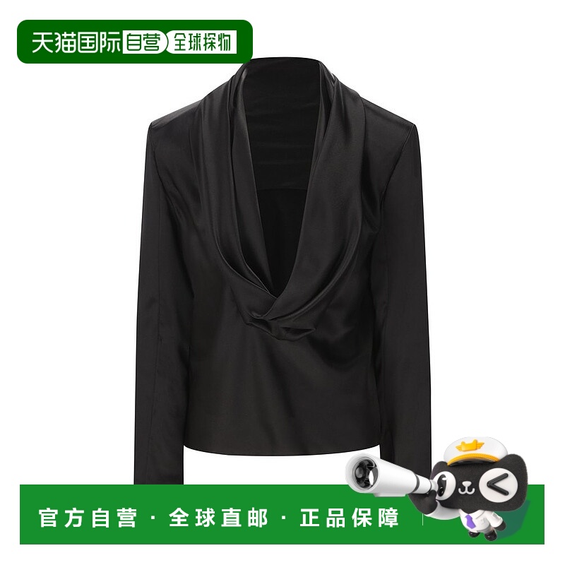 1h可退 香港直邮潮奢 Saint Laurent 圣罗兰 女士 后荡领真丝罩衫