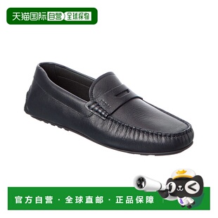 自营hugo boss雨果老板诺埃尔皮革莫卡辛-蓝色 美国奥莱直发男鞋