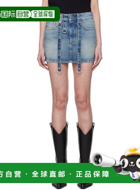 1h可退 香港直邮off-white 女士 蓝色褪色牛仔短裙 OWYF028C99DEN