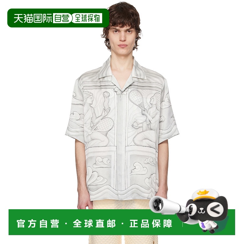 香港直邮Casablanca 男士 灰色 Sacred Stone Silk 衬衫 UMPS25SH