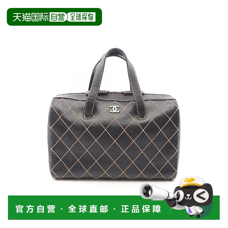 日本直邮中古Chanel香奈儿女包A级95新wild stitch牛皮手提包黑色