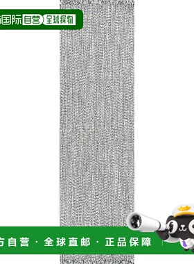 自营 nuLOOM 编织考特尼流苏室内/室外地毯 - 盐和胡椒 美国奥莱