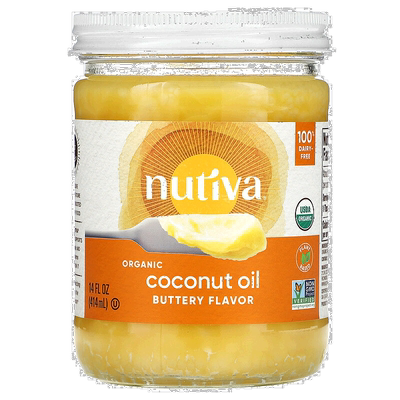香港直发nutiva奶油味椰子油适合烘烤煎炒414ml椰油食用油