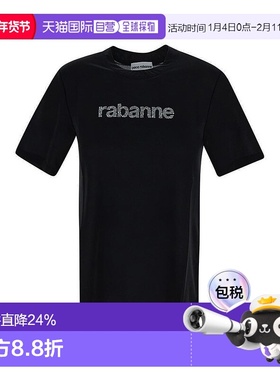 香港直邮Rabanne 女士 logo标识短袖T恤 24PJTE151PA0211
