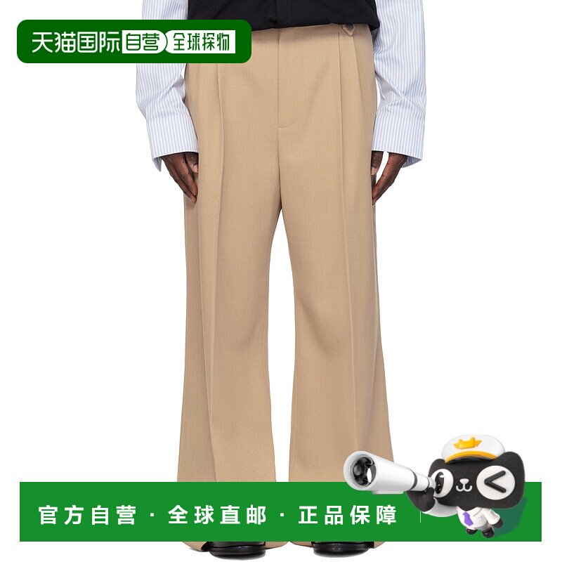 1h可退 香港直邮潮奢 EGONLAB. 男士 驼色褶裥长裤 SS25PT005