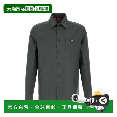 1h可退 香港直邮Gucci 古驰 男士 马衔扣科技巴拿马衬衫 841624ZA