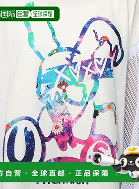 1h可退 日本直邮ScoLar 女装 宽松版型 网眼拼接 兔子印花T恤 153