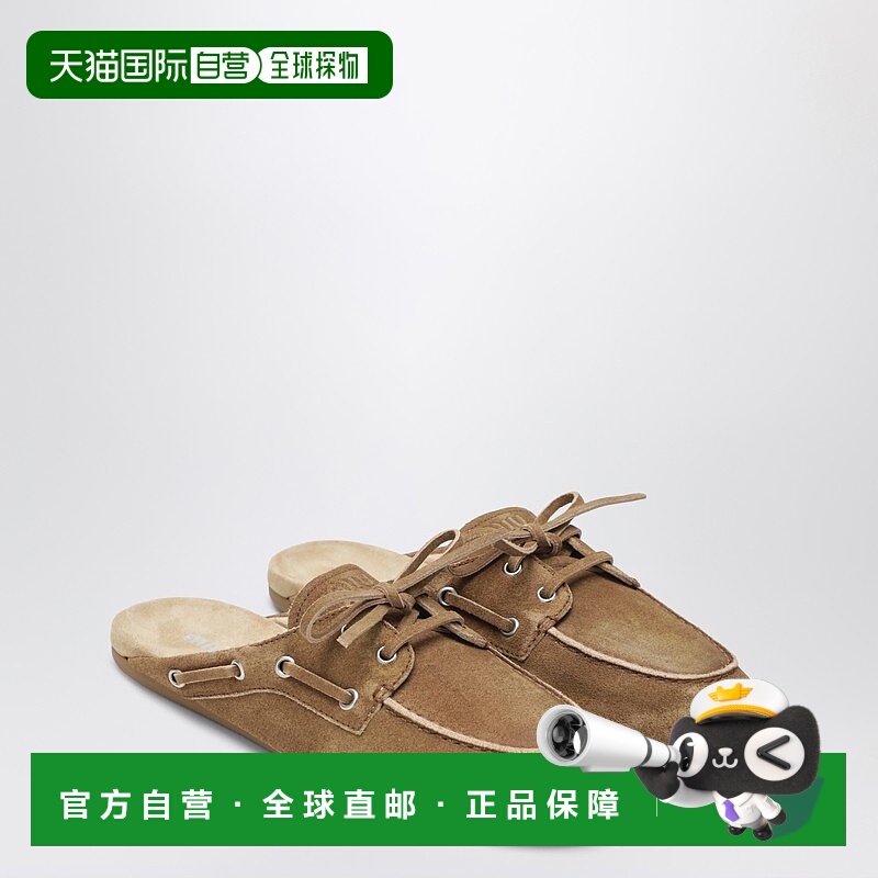 香港直邮Miu Miu 缪缪 女士 Cinnamon-colored 水洗绒面革皮质凉