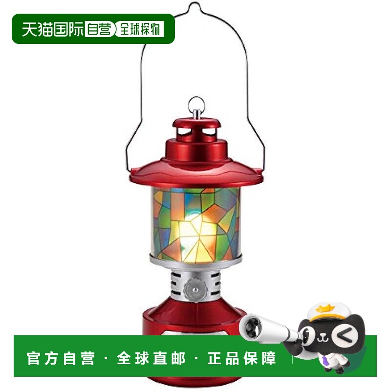 【日本直邮】鹿牌野营提灯 LED 灯笼带彩色玻璃样式表红色UK-4032